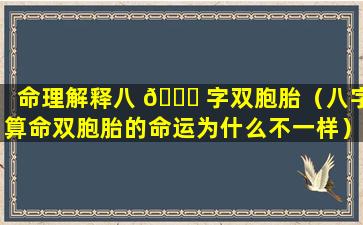 命理解释八 🐈 字双胞胎（八字算命双胞胎的命运为什么不一样）